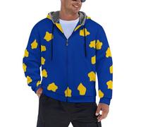MIATCENRT Sweat à Capuche Homme Zippé, Veste de Sport en Polaire Hoodies Imprimé Drapeau union_européenne Oversize Jacket, Décontracté Cardigan Fermture Eclair avec Poches Cordon