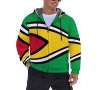 MIATCENRT Sweat à Capuche Zippé pour Homme, Cardigan à Manches Longues avec Imprimé Drapeau Guyane, Pull Léger Confortable pour la Course à Pied et le Sport en Plein Air