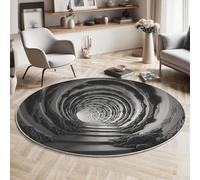 MIATCENRT Tapis Rond 120cm, Perspective 3D Grottes Tunnels, Lavable en Machine pour Salon, Ne Perd Pas Ses Poils, Tapis de Sol Décoration Dos Antidérapant pour Chambre à Coucher