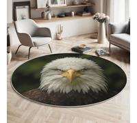 MIATCENRT Tapis Rond 120cm, Portraits d'animaux Sauvages Aigle À Tête Blanche, Lavable en Machine pour Salon, Ne Perd Pas Ses Poils, Tapis de Sol Décoration Dos Antidérapant pour Chambre à Coucher