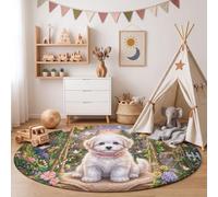 MIATCENRT Tapis Rond Chien De Balançoire 80 cm Lavable Machine