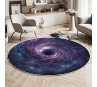 MIATCENRT Tapis Rond Déco, Impression de Univers De Science-Fiction Vortex De Trous Noirs Interieur Antidérapant Tapis Chambre Salle de Jeux pour Enfants, Super Doux Absorbant, Violet-Bleu, 100cm
