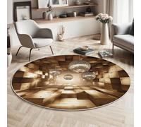 MIATCENRT Tapis Rond Disco Rétro Cube Tunnel pour Salon Chambre à Coucher - Tapis Rond Lavable en Machine Antidérapant, À Poils Courts et ne Perd Pas Ses Poils, 180cm