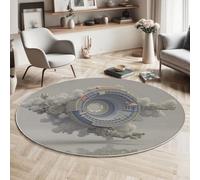 MIATCENRT Tapis Rond Lavable 100cm - Univers De Science-Fiction Vaisseau-Mère Spatial, Moelleux et Antidérapant Tapis Circulaire pour Salon Couloir Salle d'étude Décorations Intérieures