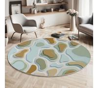 MIATCENRT Tapis Rond Lavable 120cm - Géométrie 3D Blocs De Couleur Irréguliers Abstraits, Moelleux et Antidérapant Tapis Circulaire pour Salon Couloir Salle d'étude Décorations Intérieures