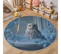 MIATCENRT Tapis Rond Lavable en Machine La Animaux Fantastiques, Interieur Anti Slip Chambre à Coucher Salon Tapis d'Entrée Absorbant Antidérapant (160cm, Hibou De Baignoire)