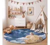 MIATCENRT Tapis Rond Lavable Planète Hibou pour Salon 120 cm