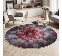 MIATCENRT Tapis Rond Technologies du Futur Tunnel De Cristal pour Salon Chambre à Coucher - Tapis Rond Lavable en Machine Antidérapant, À Poils Courts et ne Perd Pas Ses Poils, 80cm