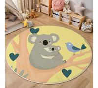 MIATCENRT Tapis Salon Carpette Rond Anti-Glissant Carpette, Dessin Animé Mignon Koala Oiseau Jaune Salon Anti Slip Tapis de Sol Grand pour Couloir, Chambre, Cuisine, Salon, 100cm