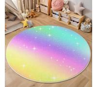 MIATCENRT Tapis Salon Carpette Rond Anti-Glissant Carpette, Rêve Ciel Étoilé Arc-en-Ciel Coloré Salon Anti Slip Tapis de Sol Grand pour Couloir, Chambre, Cuisine, Salon, 100cm