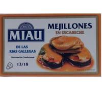 Miau Moules de la Ria Galicienne en Escabèche, Calibre 13/18, Pack de 3 x 69g