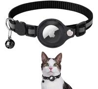 MiawTag® Collier Chat, Accessoire Compatible avec Airtag Apple, Sécurisé et Réglable, Anti-Étranglement, Bande Réfléchissante, Clochette Amovible, Localisation Fiable ! Airtag GPS Non Inclus (Noir)