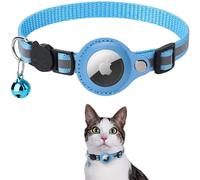 MiawTag® Collier Chat, Accessoire Compatible avec Airtag Apple, Sécurisé et Réglable, Anti-Étranglement, Bande Réfléchissante, Clochette Amovible, Localisation Fiable ! Airtag GPS Non Inclus (Bleu)