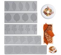 Miawtro 5 Pièce Moule Silicone Patisserie, Assez Profond Moule Dentelle Feuille Réutilisable, Moule Feuille sans Bpa pour, Moule en Dentelle Fondante pour Chocolat, Décoration De Gâteaux