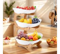 Miawtro Présentoir à fruits à 3 étages, peu encombrant, le présentoir à fruits peut être utilisé pour placer des fruits et des légumes, le présentoir à fruits peut également être utilisé pour placer