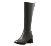 MiaZane Bottes D'Équitation Femme Genou Similicuir Talon Carré Style Équestre Classique Confortable Mode Hiver Travail Quotidien,Gris,50 EU