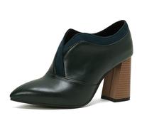 MiaZane Bottes Femme À Bout Pointu Bottes Cheville Talon Carré Haut Talon Chaussures Formelles Professionnelles Habillées pour Le Printemps Et L Automne Bureau Et Usage Quotidien,Vert,41 EU