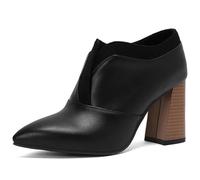 MiaZane Bottes Femme À Bout Pointu Bottes Cheville Talon Carré Haut Talon Chaussures Formelles Professionnelles Habillées pour Le Printemps Et L Automne Bureau Et Usage Quotidien,Noir,46 EU