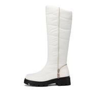 MiaZane Bottes Hautes D Hiver Doublure en Fausse Fourrure Fermeture Latérale Semelle Plateforme pour Marche par Temps Froid,Blanc,42 EU