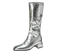 MiaZane Bottes Métalliques Hautes Or Et Argent Chaussures De Danse De Spectacle Talon Bas,Argent,40 EU