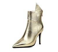 MiaZane Bottines À Bout Pointu Talon Aiguille avec Fermeture Latérale Bottines Élégantes pour Événements Formels Dîners Et Sorties Nocturnes,d'or,43 EU