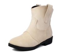 MiaZane Bottines de Cheville à Talon Bloc Bas Femme Patte de Tirant Slip-on Style Chelsea Bottines Courtes Décontractées pour Port Quotidien et Trajet de Bureau Type Suède,Camel,44 EU