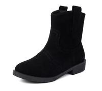 MiaZane Bottines de Cheville à Talon Bloc Bas Femme Patte de Tirant Slip-on Style Chelsea Bottines Courtes Décontractées pour Port Quotidien et Trajet de Bureau Type Suède,Noir,44 EU