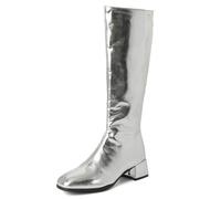 MiaZane Bottines Mode Femme Métallisé Genou Talon Bloc Style Go-Go Chaussures de Danse et Spectacle pour Scène Fête et Tenues Rétro,Argent,45 EU