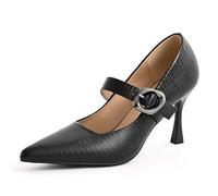 MiaZane Chaussures De Cour pour Femmes Talon Aiguille Boucle Bandeau Bout Pointé Mary Jane Pumps Confortable Talon Haut Robe Chaussures pour Réception De Mariage Et Bureau,Noir,41 EU