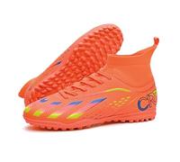 MiaZane Chaussures Foot Montantes Col Tricoté Élastique Crampons FG TF Lacets Entraînement Match Pelouse Naturelle Gazon Synthétique Antidérapantes Unisexe Pointures 38-45,Orange TF,39 EU