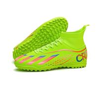 MiaZane Chaussures Foot Montantes Col Tricoté Élastique Crampons FG TF Lacets Entraînement Match Pelouse Naturelle Gazon Synthétique Antidérapantes Unisexe Pointures 38-45,Green TF,40 EU