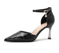 MiaZane Escarpins Femme À Talons Hauts Pumps Motif Crocodile Stiletto Bout Pointé Chaussures À Bride Habillées pour Bureau Et Soirées,Black5cm,41 EU