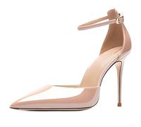 MiaZane Escarpins Femme Haute Couture Escarpins de Ville D'Orsay Bride Cheville Bout Pointu Talons Aiguilles Chaussures de Cour pour Fête et Mariage pour Réception Cocktail et Soirée,Nude,39 EU