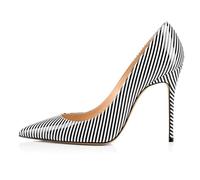 MiaZane Escarpins Femmes à Talon Aiguille Deux Tons à Bout Pointu Escarpins de Robe Classiques Talons de Bureau pour Soirée de Gala et Réception Formelle,Stripe,38 EU