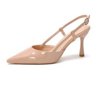 MiaZane Escarpins pour Femmes Talon Aiguille Mince Slingback Bout fermé Pointu Talons Aiguilles Bas Pompes pour Mariage et Cocktail Coussin en Latex Respirant,Nude (Heel:7cm),37 EU