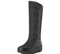 MiaZane Femmes Hiver Genou Haut Bottes Neige Matelassées Imperméables Semelle Plateforme Chaudes Rembourrées Mi Mollet Bottes Contraste Couture pour Randonnée Neige Temps Froid,Noir,38 EU