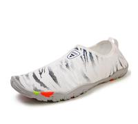 MiaZane Femmes Hommes Sport Eau Pieds Nus Chaussures Séchage Rapide Aqua Sneakers pour Trail Running Natation Plongée Surf Aqua Piscine Plage Marche Yoga,Whiteblack,35 EU