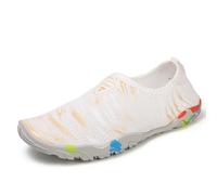 MiaZane Femmes Hommes Sport Eau Pieds Nus Chaussures Séchage Rapide Aqua Sneakers pour Trail Running Natation Plongée Surf Aqua Piscine Plage Marche Yoga,Whiteorange,37 EU