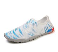 MiaZane Femmes Hommes Sport Eau Pieds Nus Chaussures Séchage Rapide Aqua Sneakers pour Trail Running Natation Plongée Surf Aqua Piscine Plage Marche Yoga,Whiteblue,45 EU