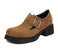 MiaZane Mocassins à Talon Bloc pour Femmes Slip-on Chunky en suède pour Travail et Usage Quotidien Confortable avec Mousse à mémoire de Forme (Largeur adaptée),Marron,35 EU