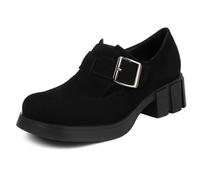 MiaZane Mocassins à Talon Bloc pour Femmes Slip-on Chunky en suède pour Travail et Usage Quotidien Confortable avec Mousse à mémoire de Forme (Largeur adaptée),Noir,39 EU
