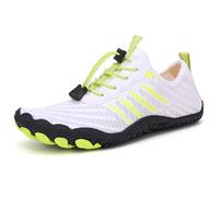 MiaZane Pieds Nus Chaussures Hommes Femmes Eau Plage Nager Chaussures Séchage Rapide Maille Aqua Sneakers Courir Entraîneurs Plongée Ajustable Bande,A3 White,38 EU
