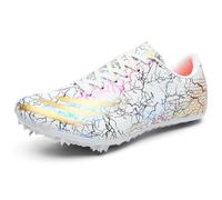 MiaZane Pointes d'Athlétisme Homme Femme Légères Respirantes Chaussures de Course Semelle en Caoutchouc Durable Idéales pour Sprint Demi-Fond et Épreuves de Saut,Blanc,38 EU