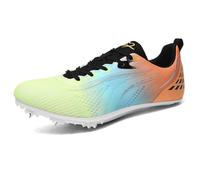 MiaZane Pointes d'Athlétisme Professionnelles Homme Femme Légères Respirantes Crampons de Course avec Design de Performance Élégant pour Sprint Demi-Fond et Saut en Hauteur,Orange,35 EU