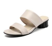 MiaZane Sandales à Glissement à Talon Bas Femme Talon Carré Double Bretelle Bout Ouvert Mules Confort Chaussures de Travail Décontractées pour Tenue de Bureau et Marche Toute,Beige,40 EU
