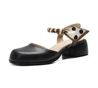 MiaZane Sandales de Travail Slingback Gros Talon Bloc Courroie Ruban Bout Carré Talons de Bureau Chaussures de Trajet Quotidien Escarpins de Travail Classiques,Noir,42 EU