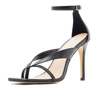 MiaZane Sandales Femme Talon Aiguille Lanière d'orteil Bout Carré Lanière de Cheville Mules de Robe de Mode pour Soirées Défilé et Événements de Fête Couture,Noir,40 EU