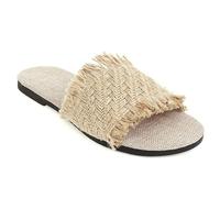 MiaZane Sandales Plates à Glissement Femme Léger Une Bande Bout Rond Pantoufles Décontractées à Enfiler pour Marche Quotidienne et Port à la Maison Durable,Woven,40 EU