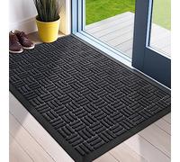 Mibao Paillasson d'entrée, Robuste, Durable, pour extérieur, intérieur, paillasson, imperméable, Super Absorbant, pour entrée, terrasse, Porche, 90,2 x 61 cm, Noir