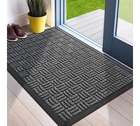 Mibao Paillasson d'entrée, Robuste, Durable, pour extérieur, intérieur, paillasson, imperméable, Super Absorbant, pour entrée, terrasse, Porche, 74,9 x 43,2 cm, Gris
